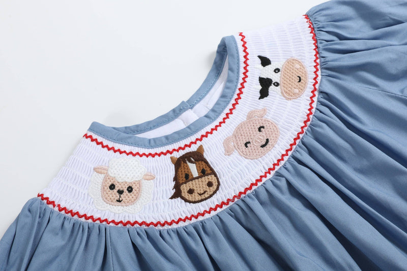 Farm Animals Smocked Romper