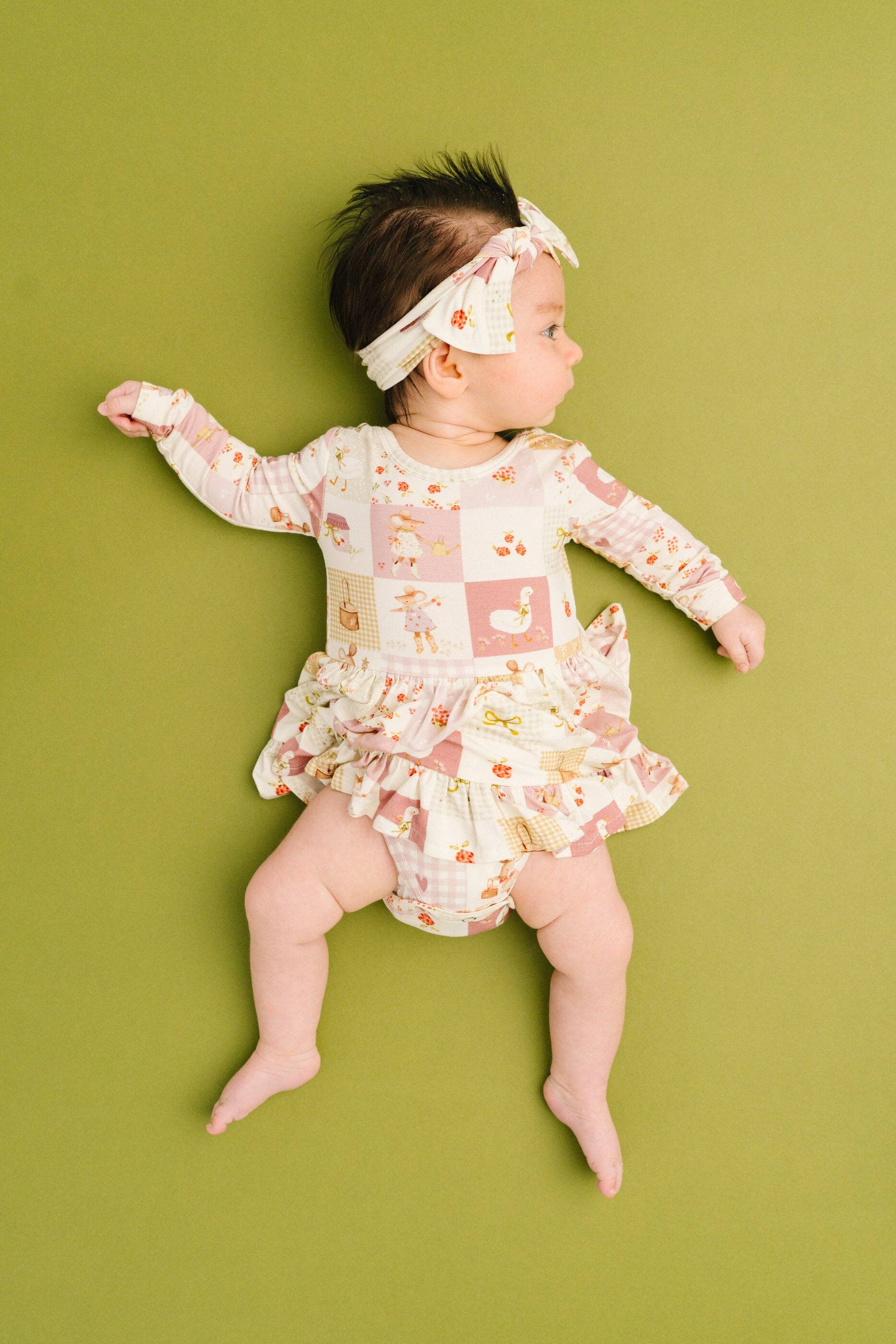 Storybook Picnic Long Sleeve Bodysuit Bamboo Dress
