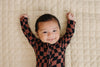 Chocolate Wavy Checkered Bamboo Zip Romper