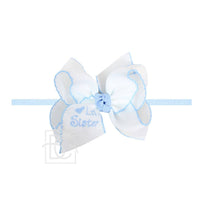 1/4" Pantyhose Little Sister Headband w/ Embroidered Bow