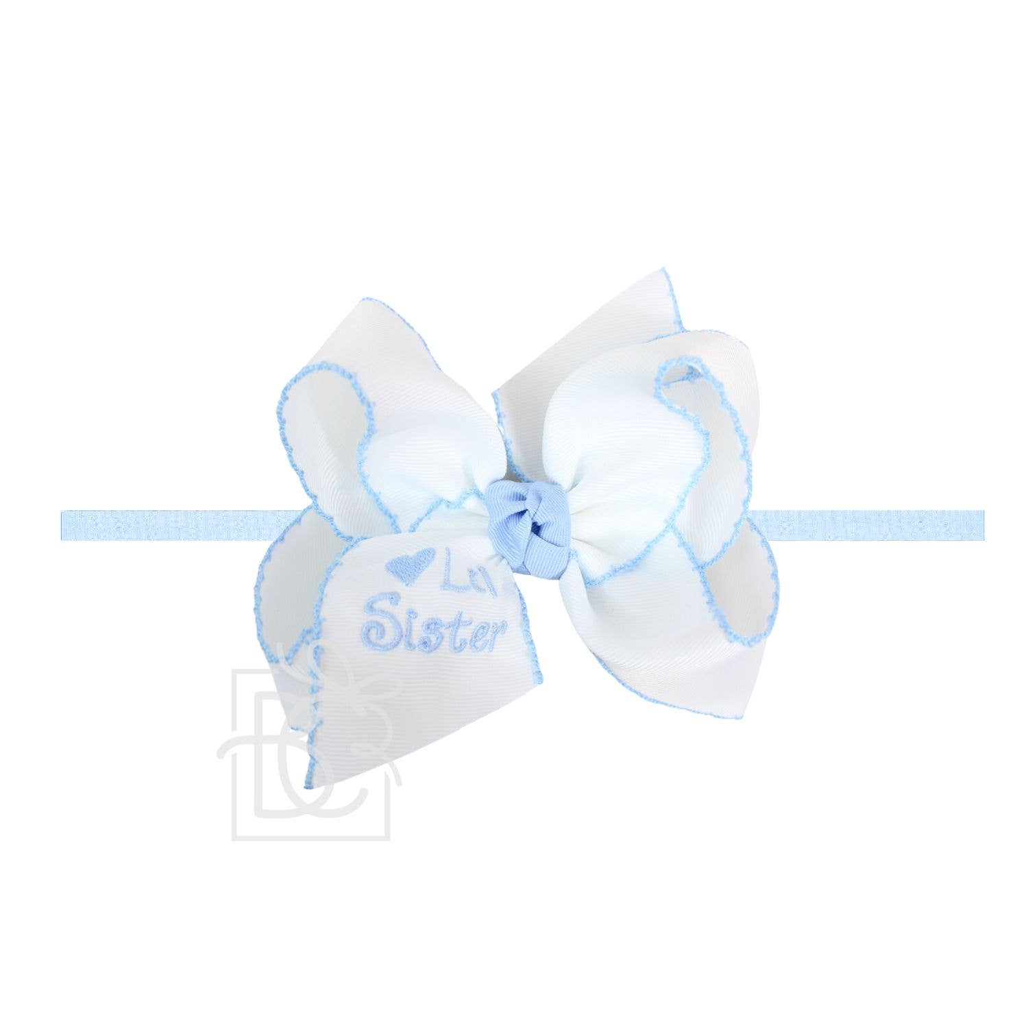 1/4" Pantyhose Little Sister Headband w/ Embroidered Bow
