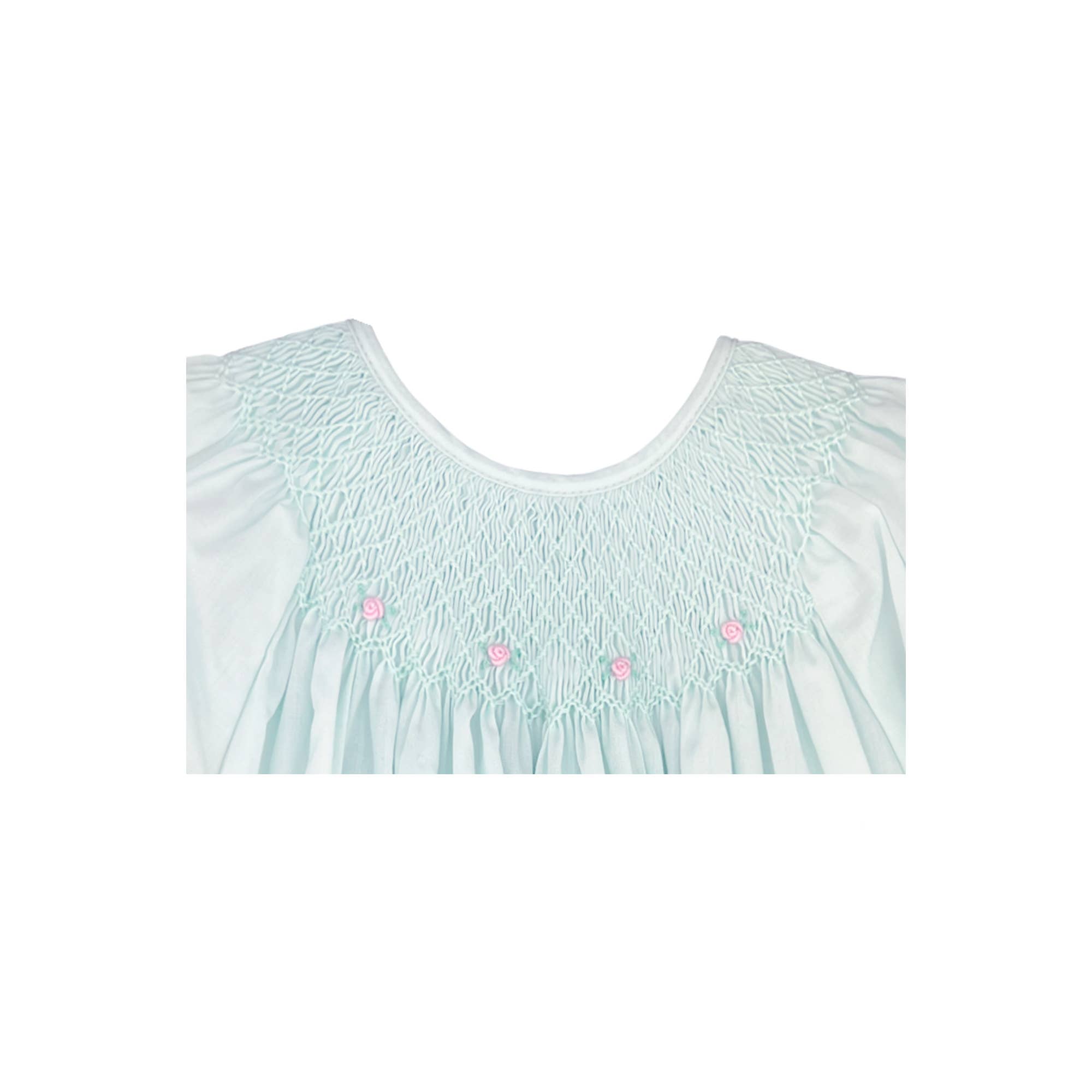 Smocked Daygown with Raglan Embroidery - Mint