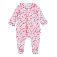 Candy Cane Lane Printed Ruffle Zipper Footie