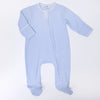 Mini Checks Zipper Footie - Light Blue