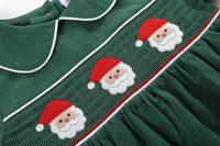 Green Velvet Santa Smocked Dress and Bloomers