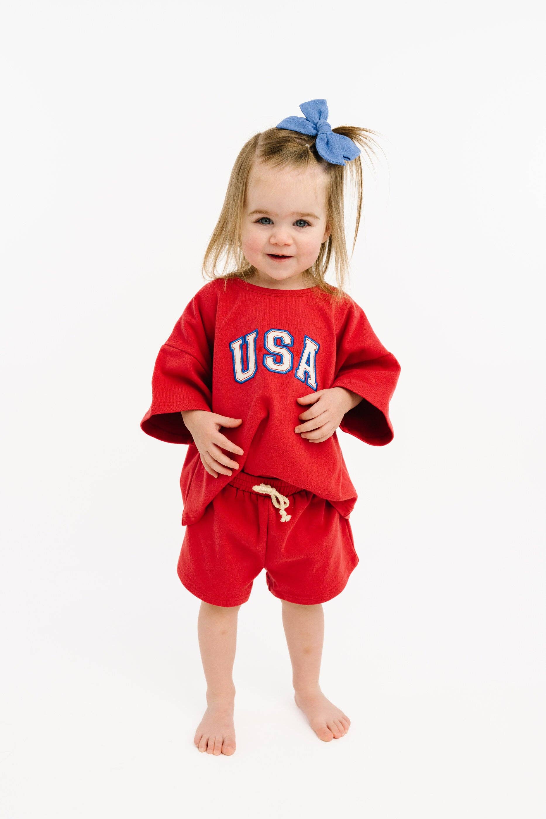 Red USA Embroidered Slouchy Set