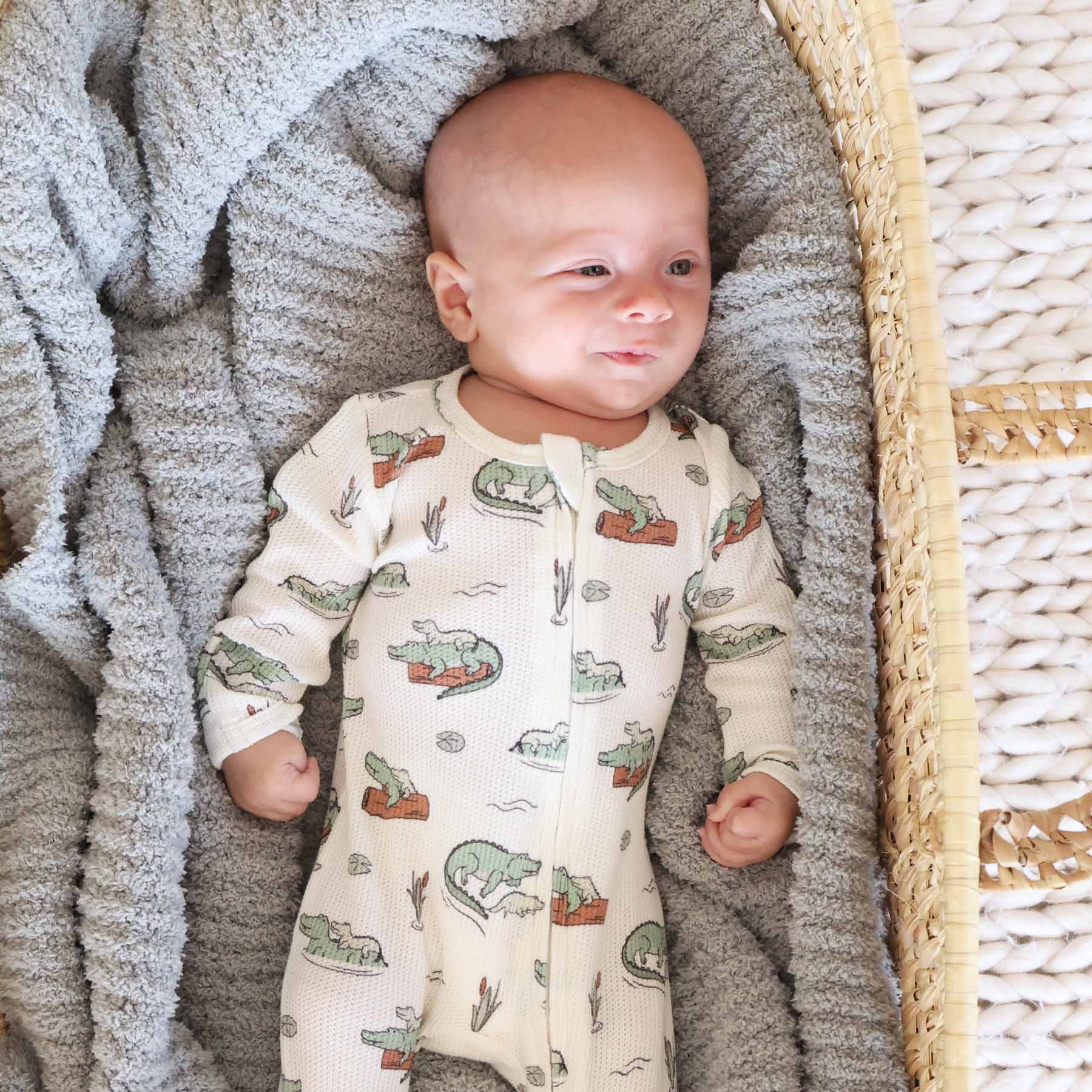 Later Gator Bamboo Waffle Zipper Footie