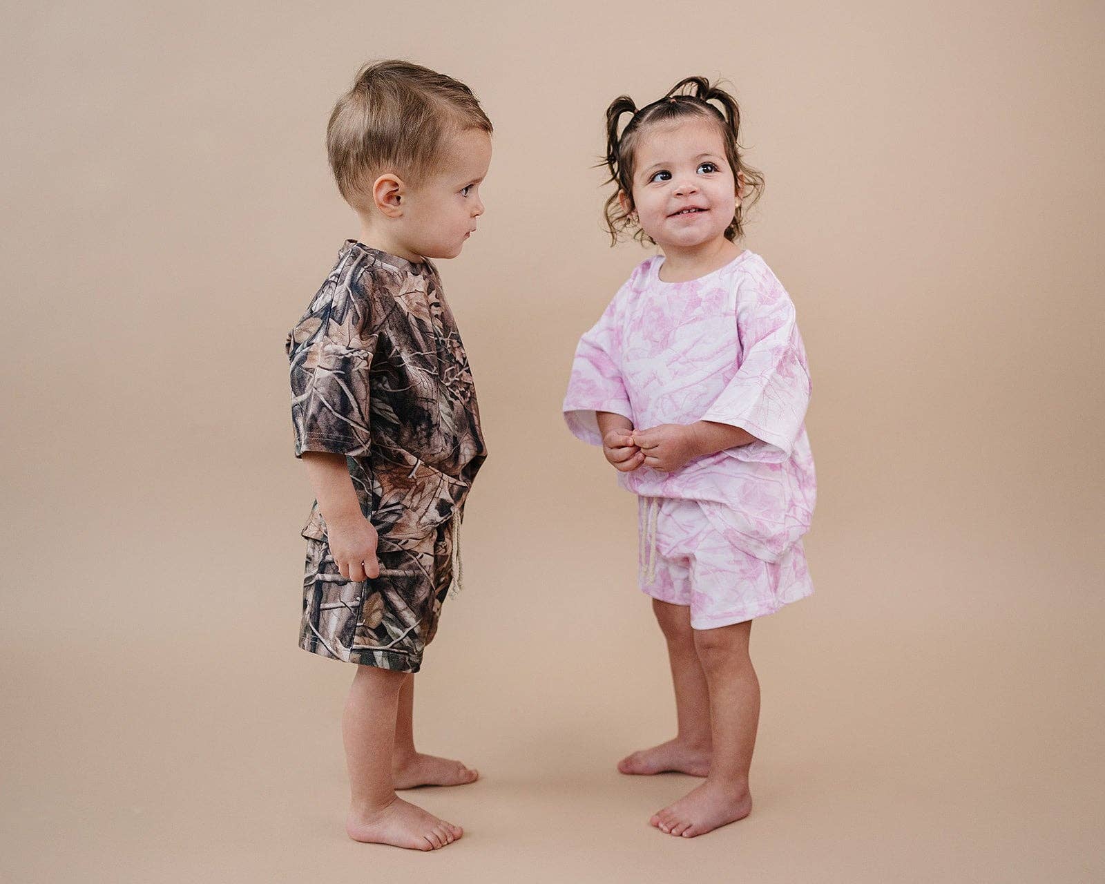 Brown Camo Slouchy Shorts Set