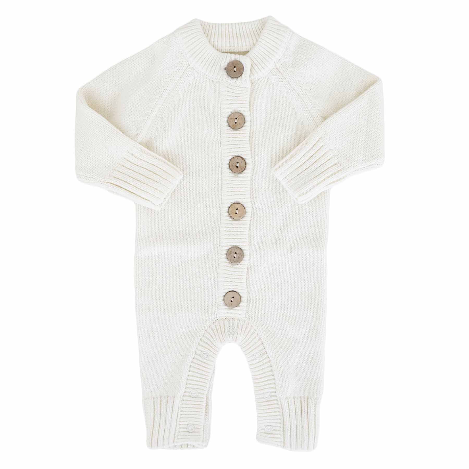 Knit Sweater Button Romper | Ivory