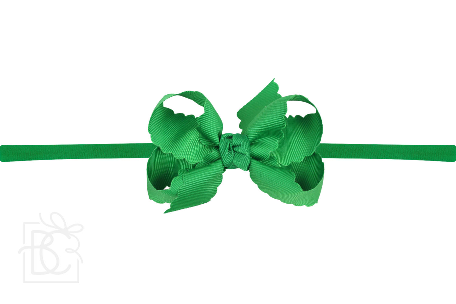 Nylon Headband w/ Scalloped Bow (Mult. Colors)