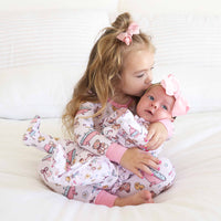 Bathtime Besties Ruffle Zipper Footie | Pink