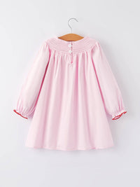 Heart Neck Smocked Embroidery Dress