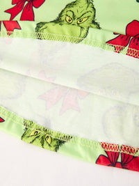 Green Character Bow Print Dress