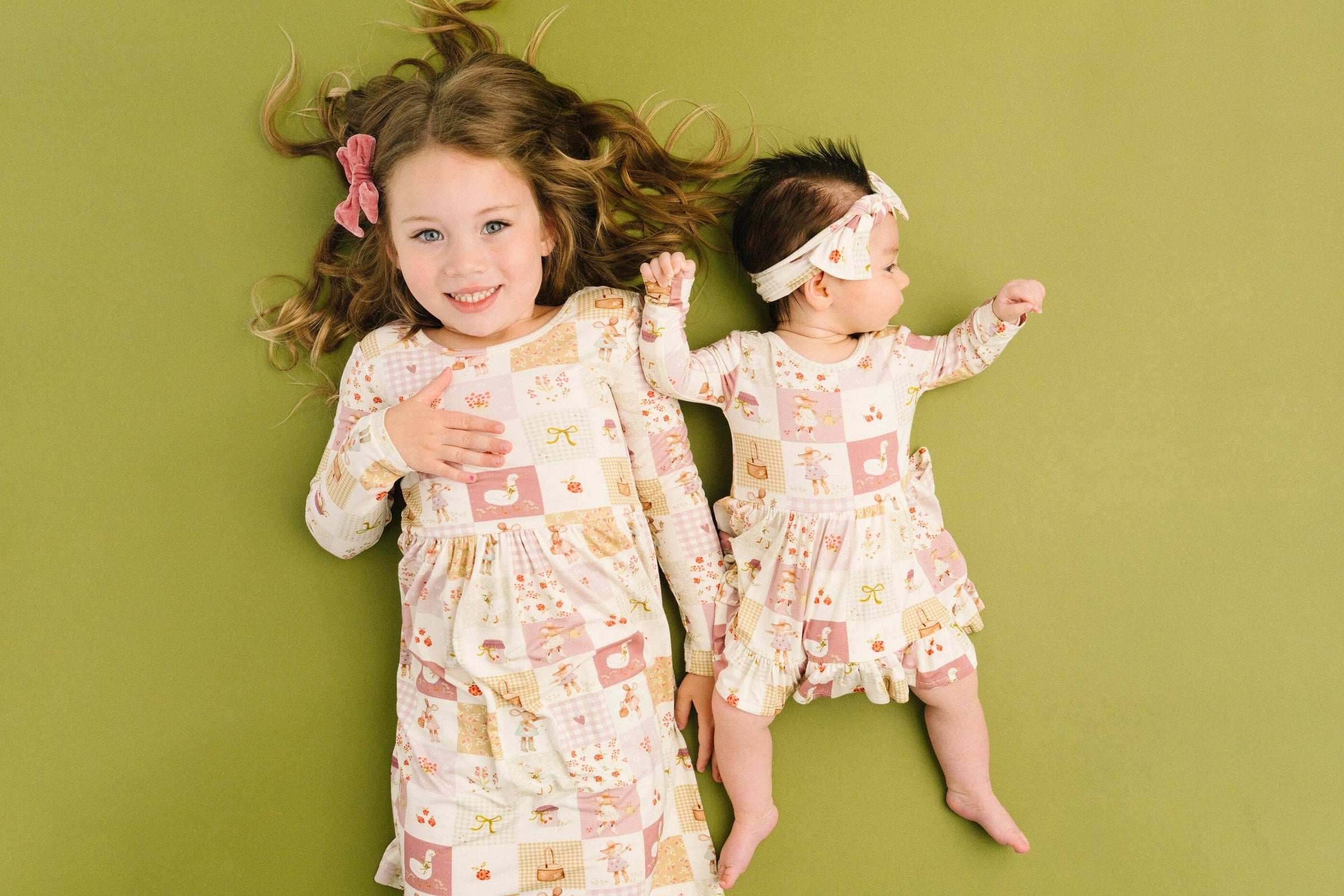 Storybook Picnic Long Sleeve Bodysuit Bamboo Dress