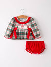 Christmas Plaid Smocked Bloomer Set