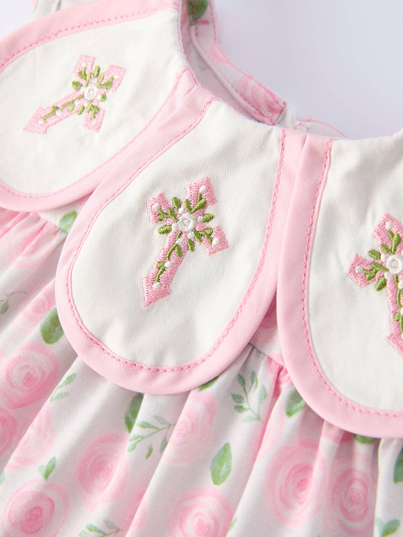 Floral Cross Bishop Christening Bloomer Set