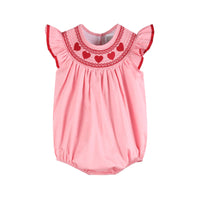 Pink Hearts Valentine Smocked Romper