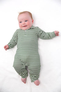 Stripes (Green) Sweatshirt Polo Romper