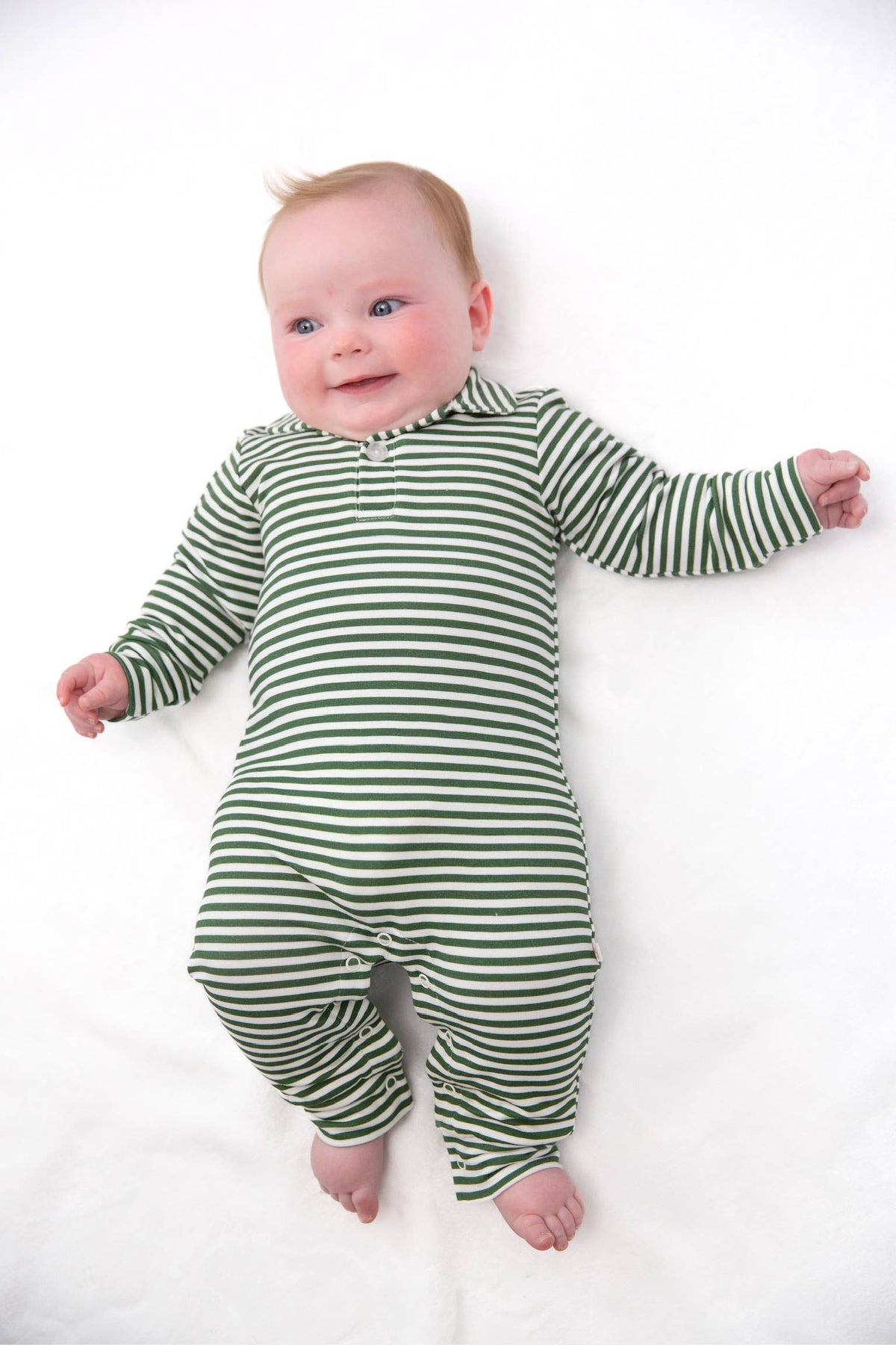 Stripes (Green) Sweatshirt Polo Romper