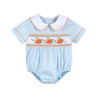 Pumpkin Vine Smocked Collared Bubble