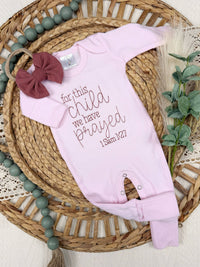Baby Romper | For This Child We Have Prayed | Pink