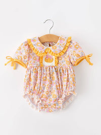 Pumpkin Floral Bubble Romper