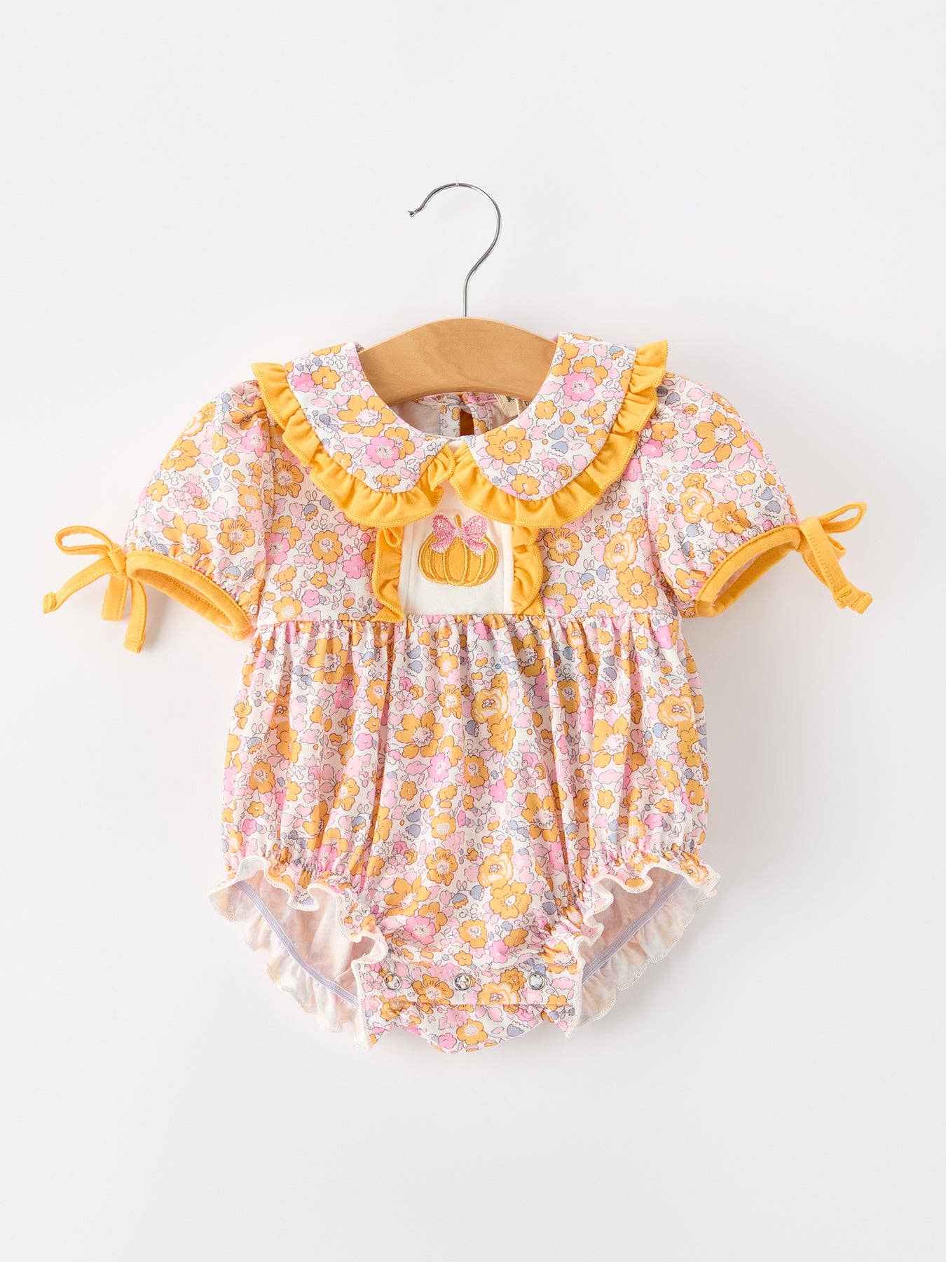 Pumpkin Floral Bubble Romper