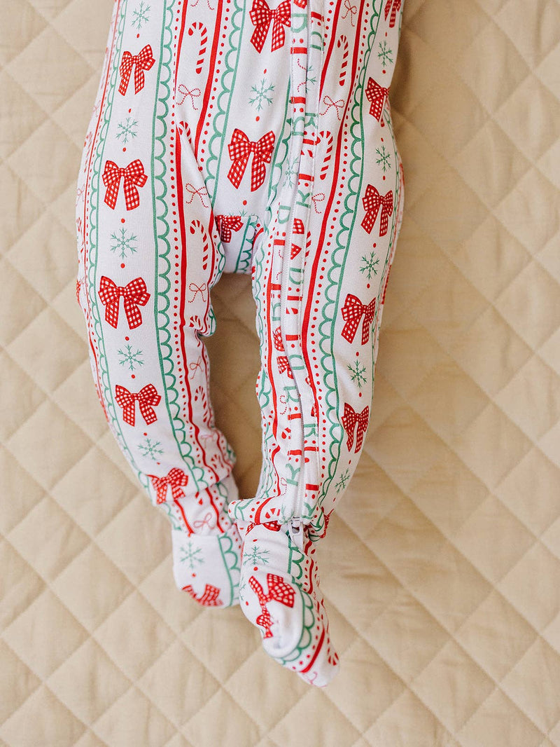 Retro Candy Cane Bamboo Zip Romper
