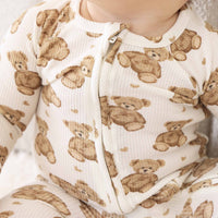 Beary Sweet Bamboo Waffle Convertible Zip Romper