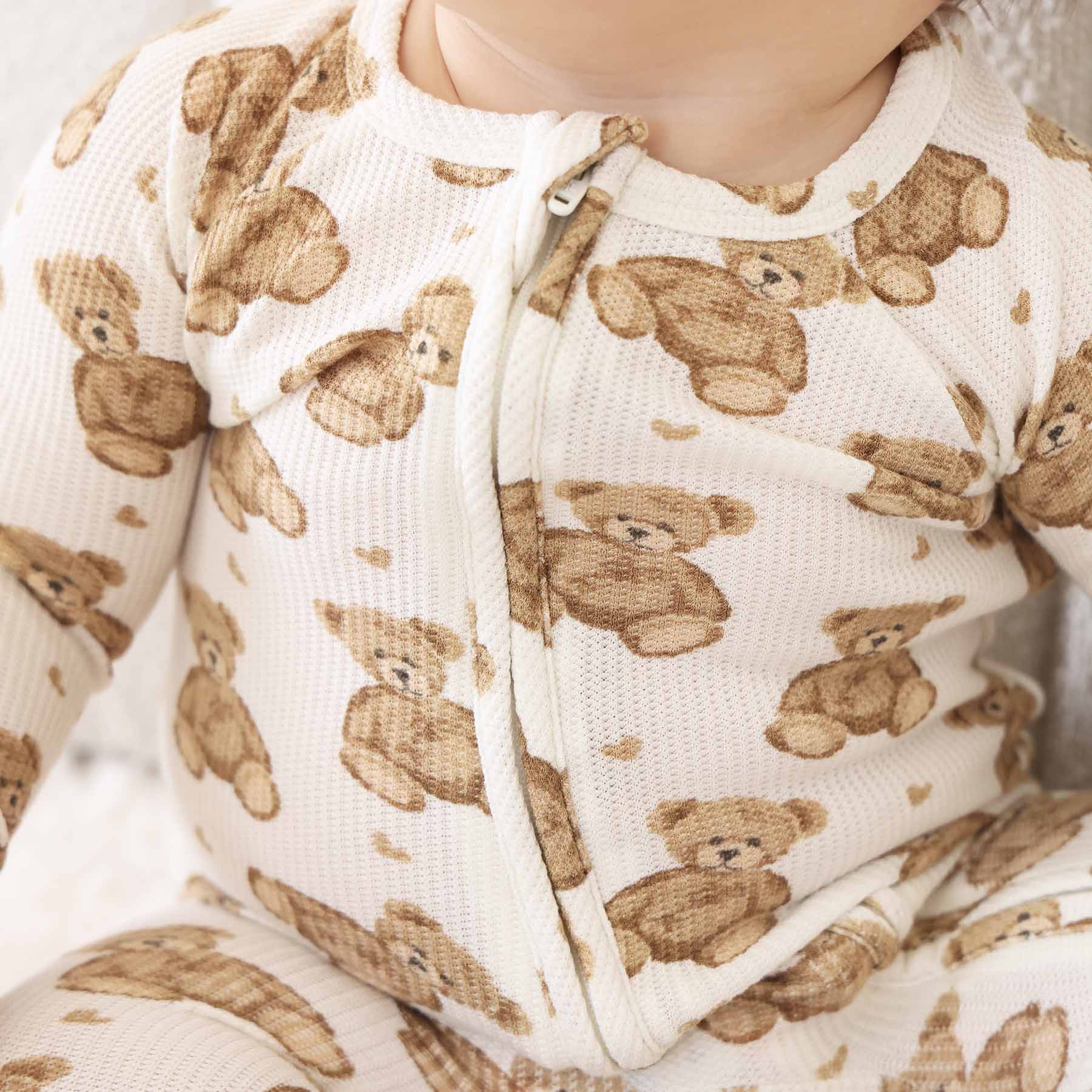 Beary Sweet Bamboo Waffle Convertible Zip Romper