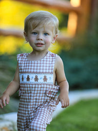 Christmas Plaid Gingerbread Romper