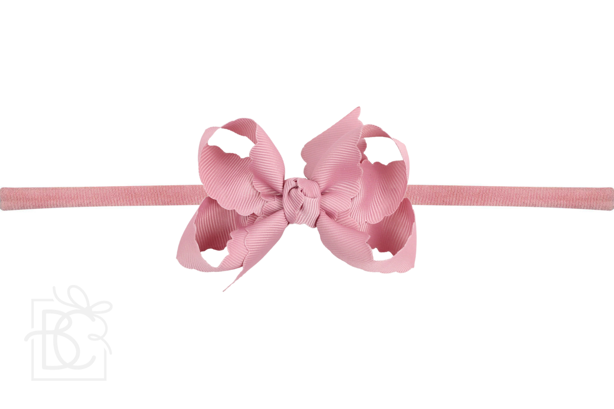Nylon Headband w/ Scalloped Bow (Mult. Colors)