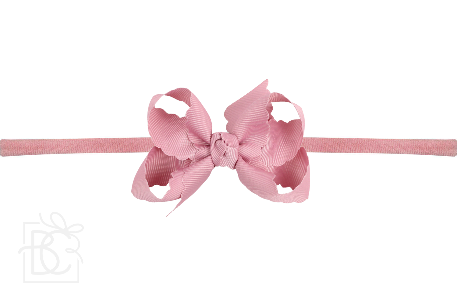 Nylon Headband w/ Scalloped Bow (Mult. Colors)