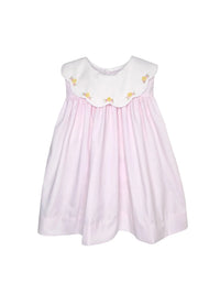 Dress with Scalloped Collar and Hand Embroidered Flowers