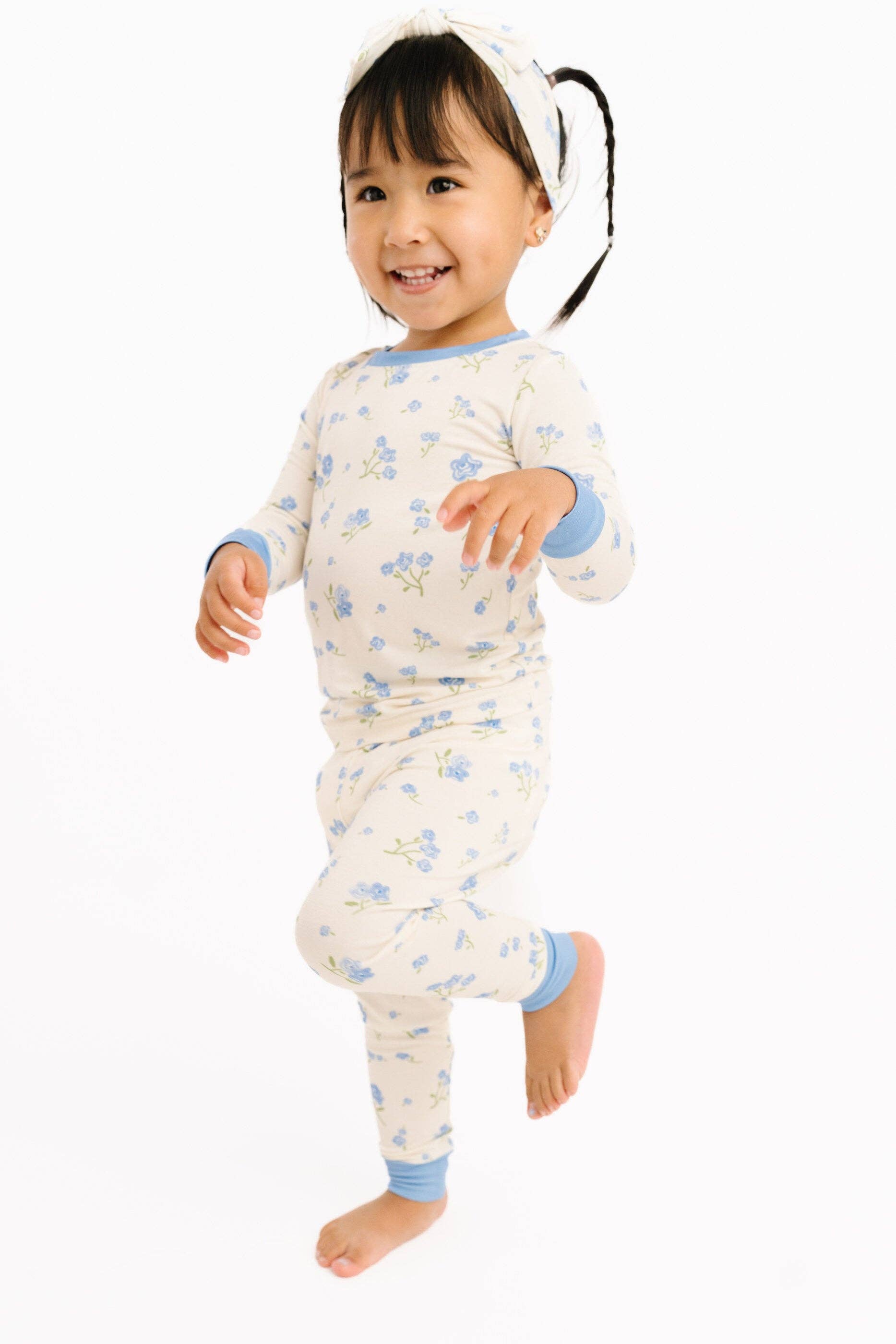 Blue Blooms Bamboo Set