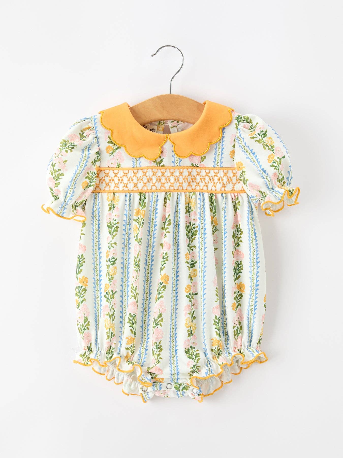Fall Smocked Scallop Collar Romper