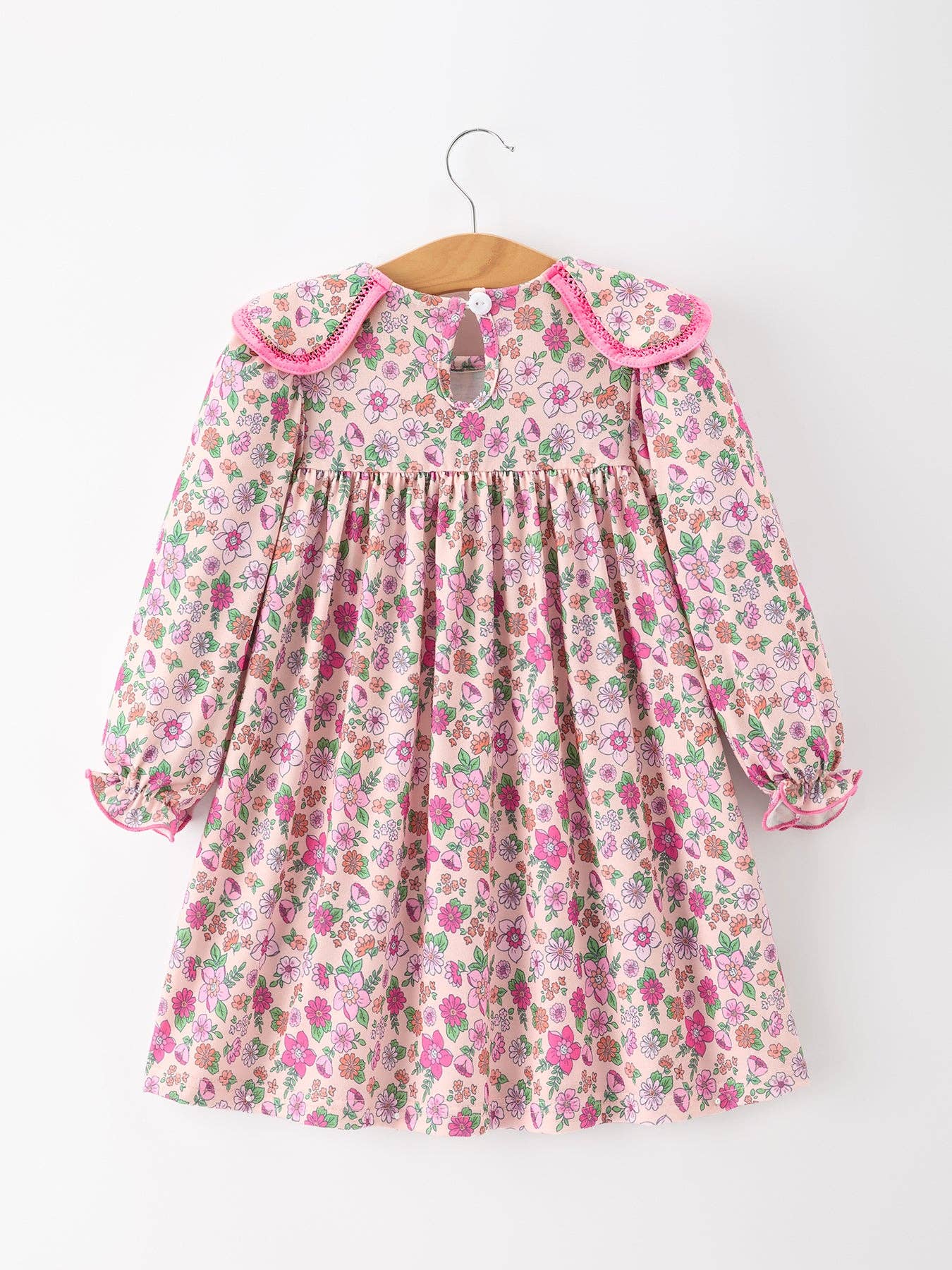 Hot Pink Floral Petals Collar Dress
