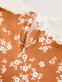 Rust Floral Peter Pan Collar Bubble