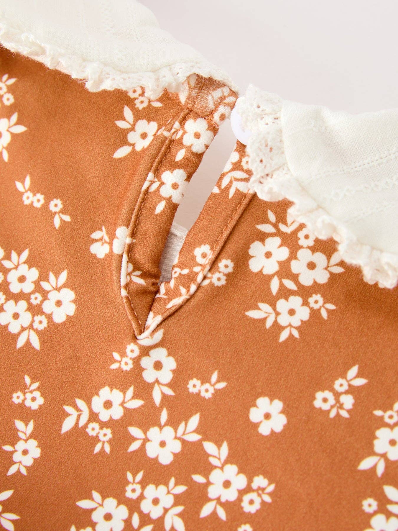 Rust Floral Peter Pan Collar Bubble