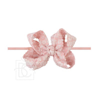 1/4" Pantyhose Headband w/Scalloped Edge Lace Flower Bow