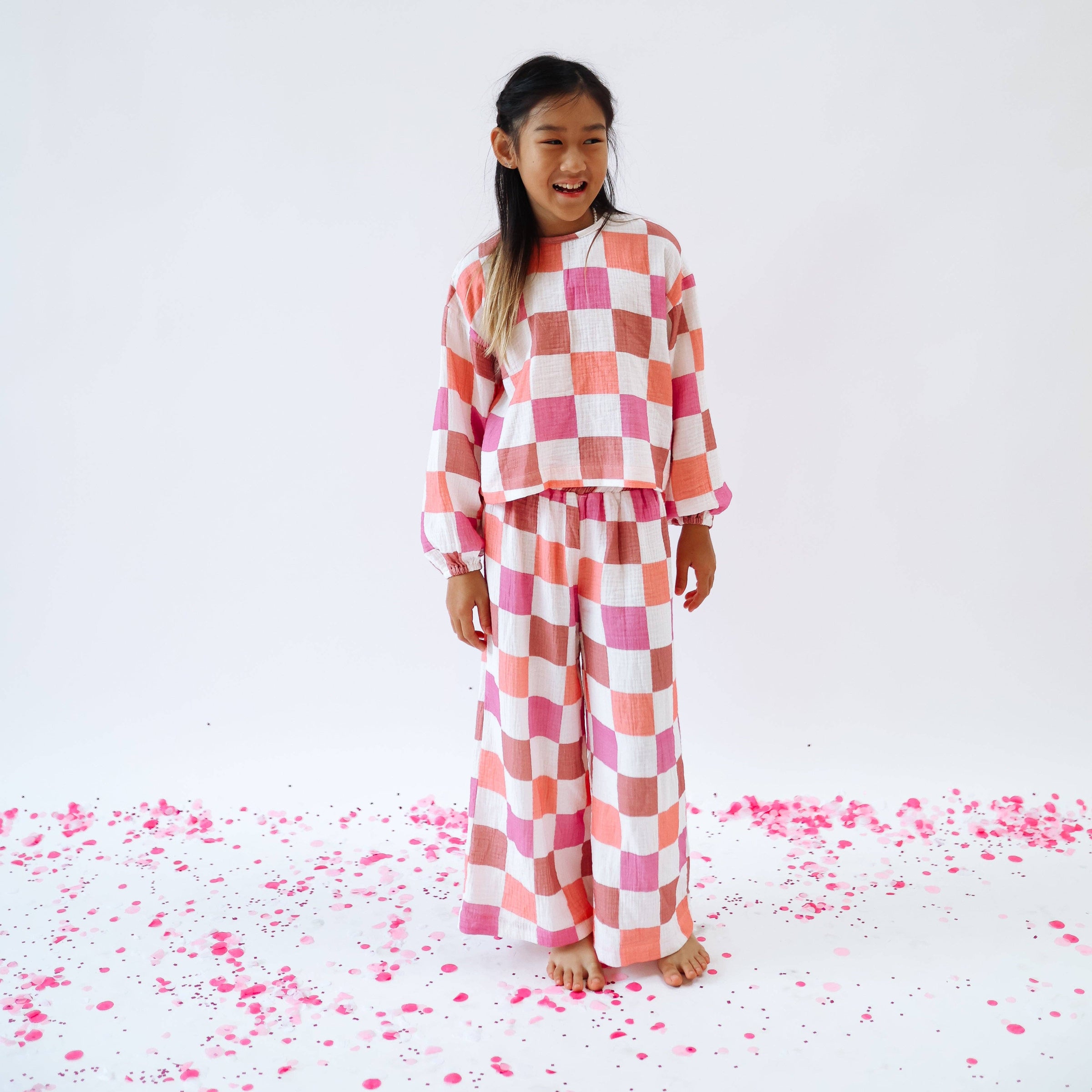 MAYA SET | 2 PIECE OUTFIT | PINK CHECKERED | GIRLS