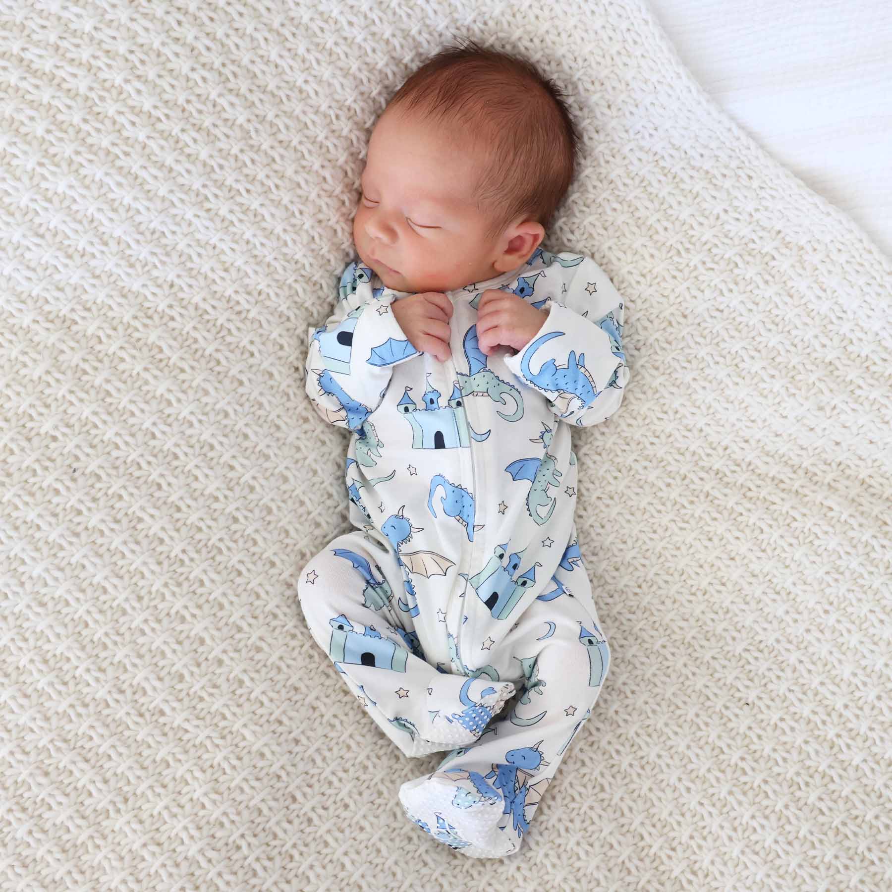 Dragon Adventure Zipper Footie | Blue