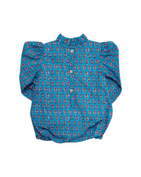 Sky Blue Floral Block Print Bubble