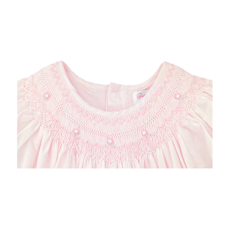 Daygown with Heart Smocking & Pearls in Pink