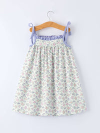 Purple Floral Embroidered Smocked Dress