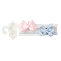 1/4" Pantyhose Headband w/Small Scalloped Edge Bow (2 PACK)