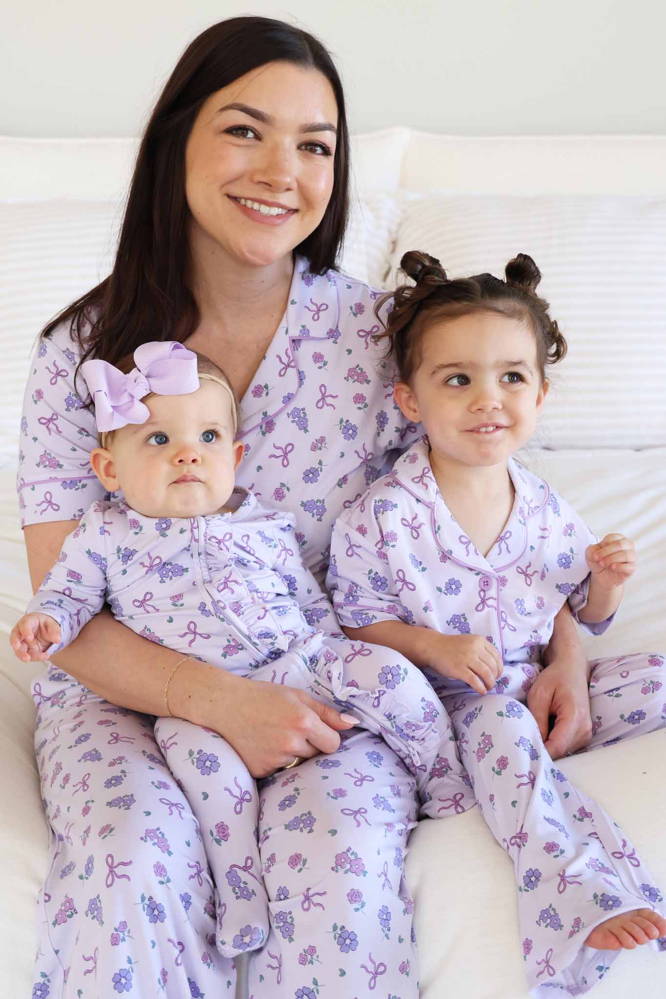 Ribbon & Roses Ruffle Zipper Footie | Purple