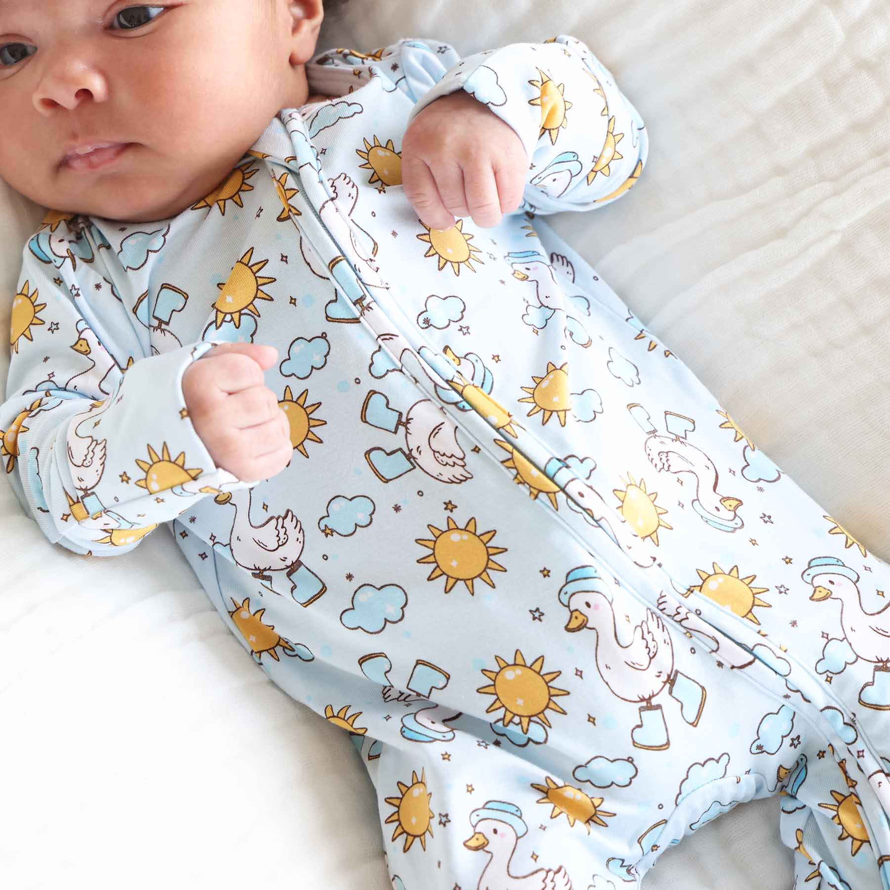 Silly Goose Zipper Footie | Blue