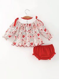 Christmas Red Floral Bloomer Set