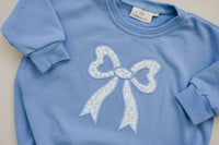 Blue Toile Applique Bow Sweatshirt